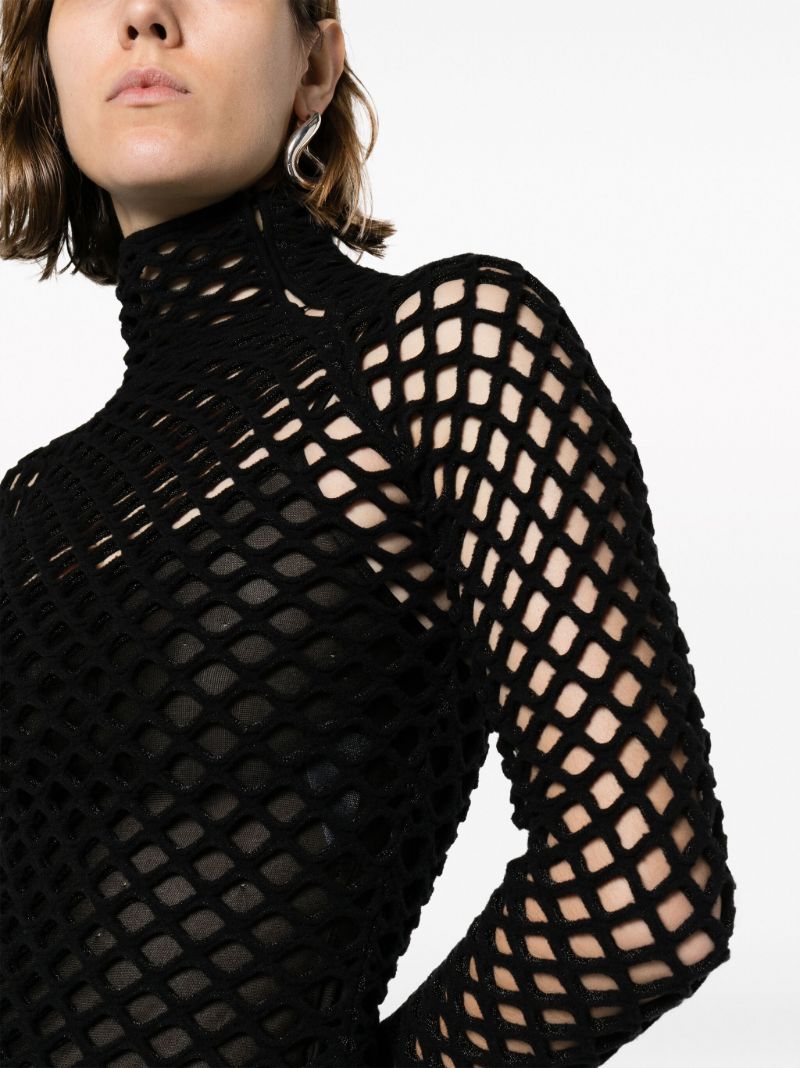 Black Cage Open-knit Midi Dress