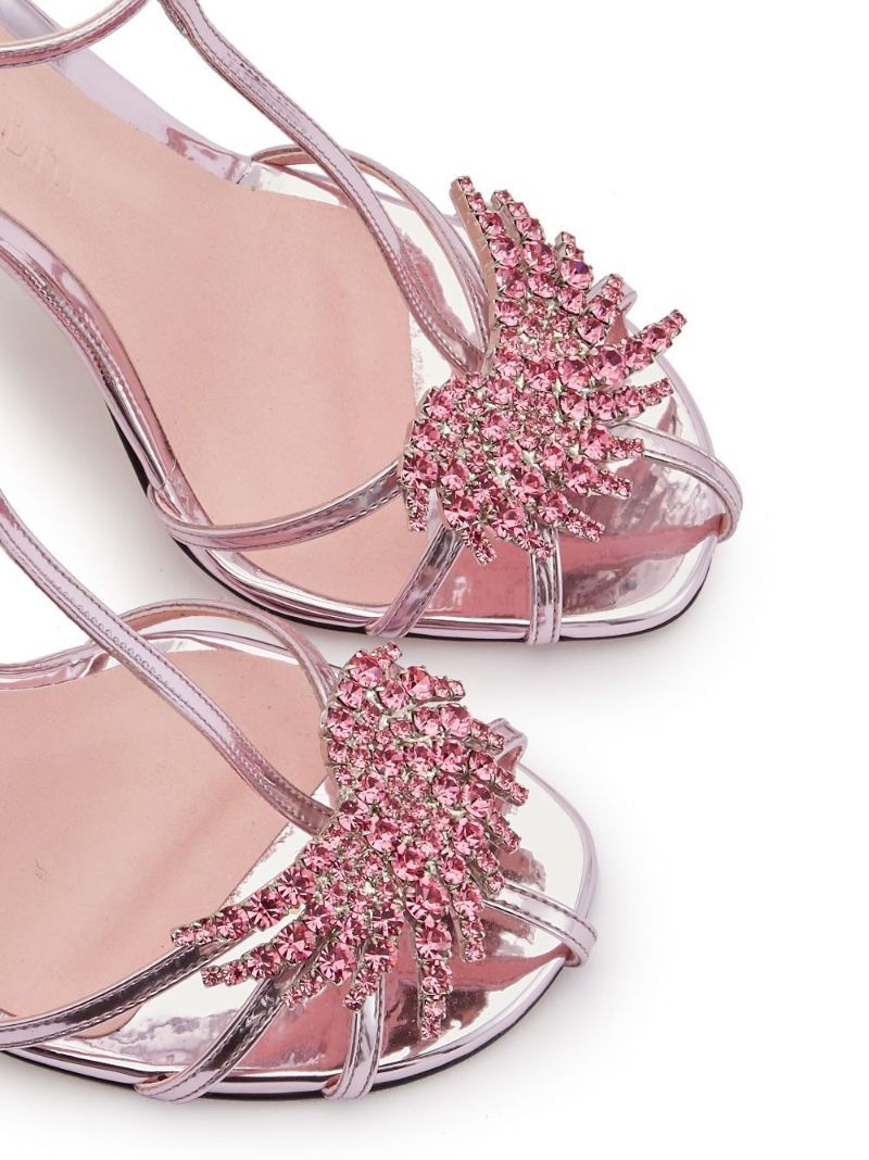 Pink Maggio 100 Crystal Embellished Sandals