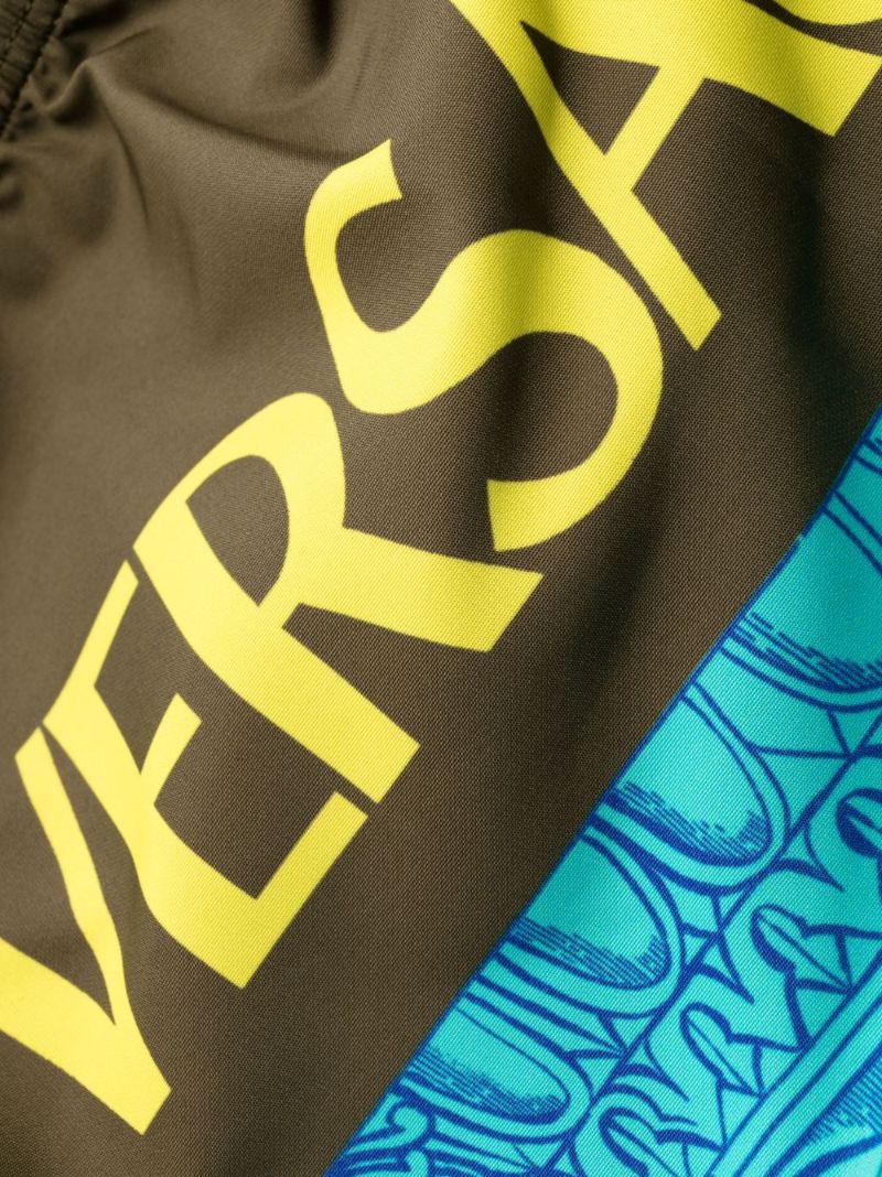 Brown Logo Print Swim Shorts