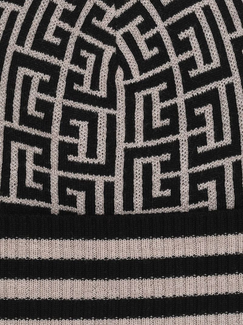 Black Monogram Wool Beanie Hat