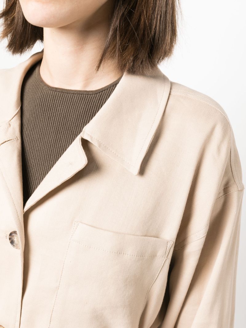 Beige Button Fastening Jacket
