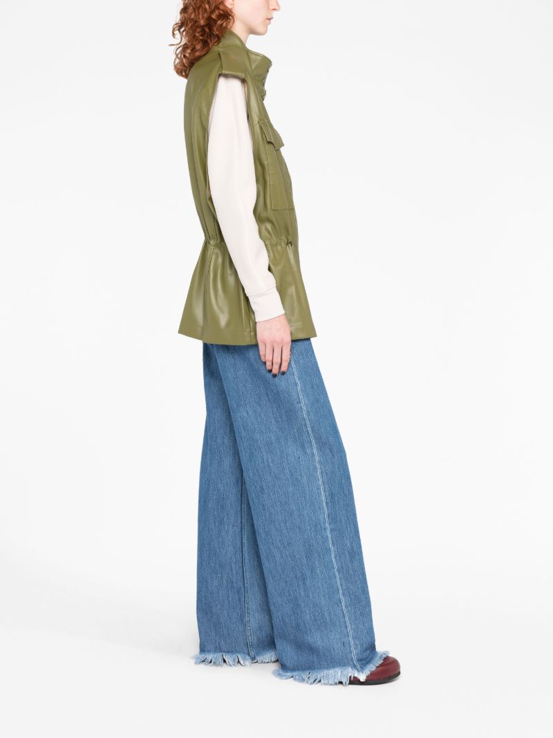 Green Ines Faux-leather Waistcoat