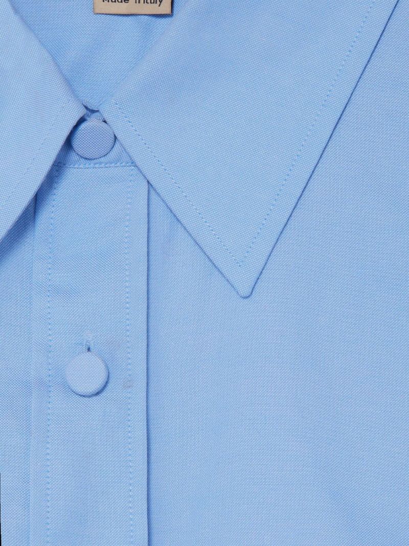 Blue Detachable-sleeve Cotton Shirt