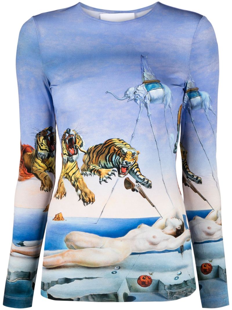 Blue Dali Printed Jersey Top