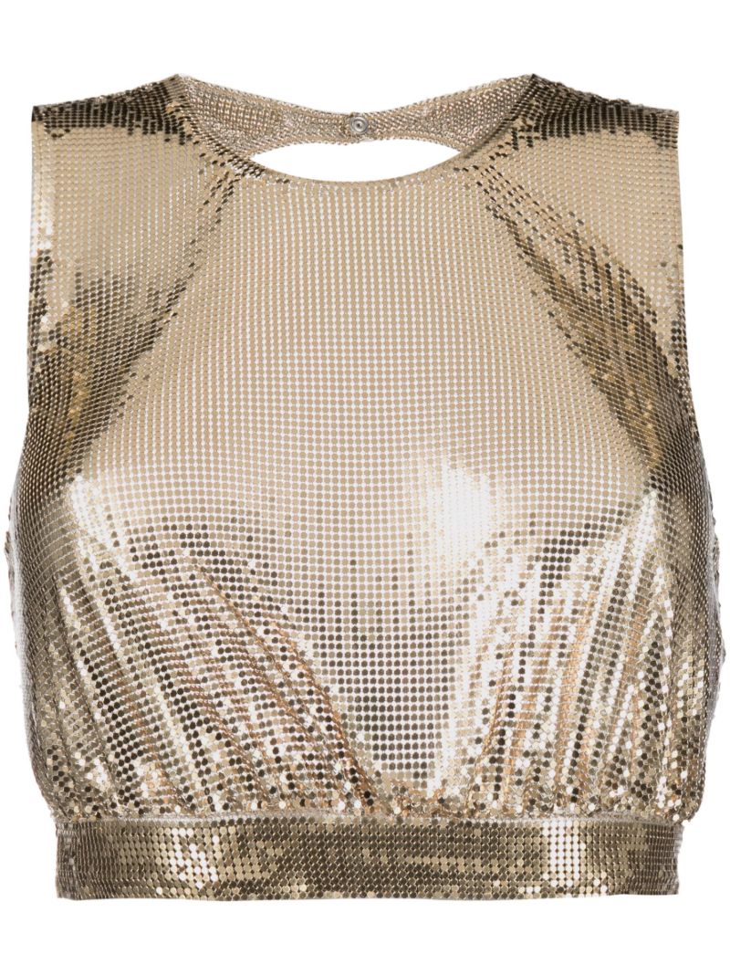 Gold-tone Mesh Crop Top