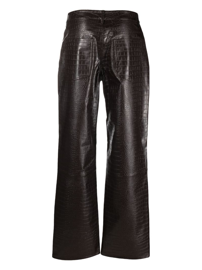 Brown Bonnie Croco-embossed Straight-leg Trousers