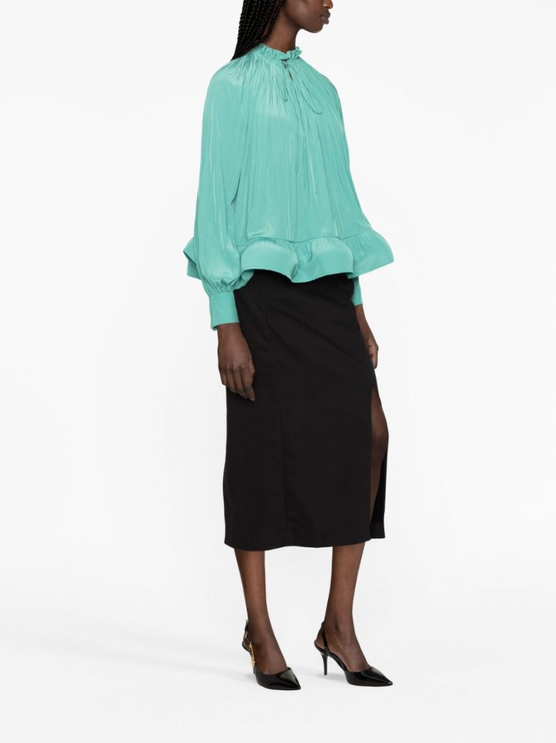 Green Gathered Detail Blouse
