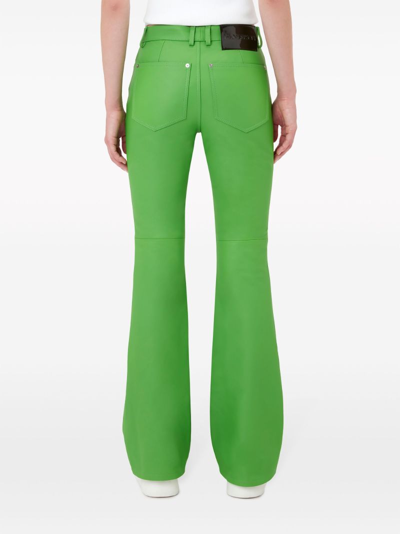 Green Leather Flared Trousers