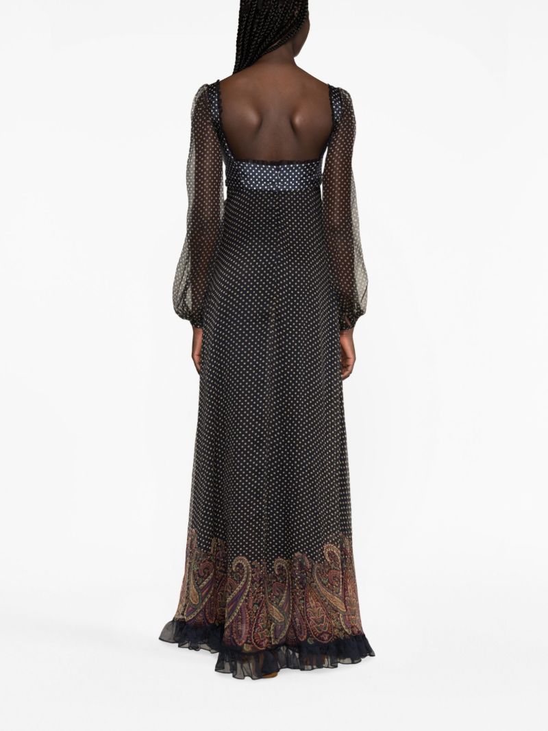 Blue Graphic Print Silk Dress