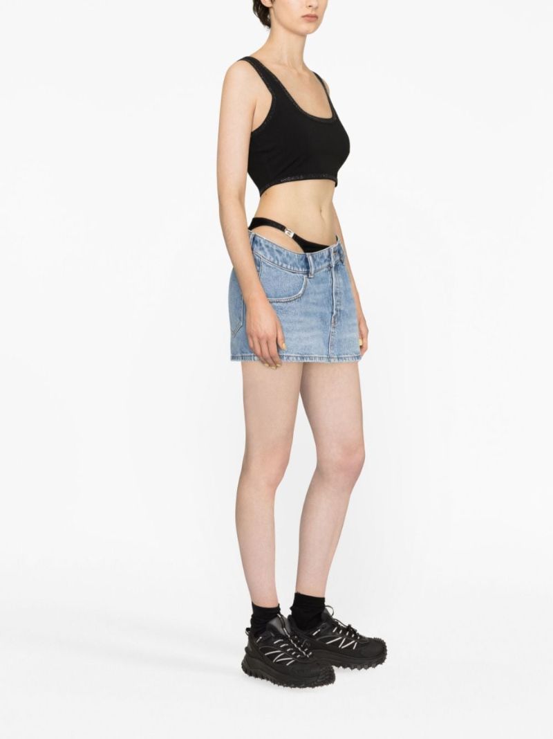 Blue Asymmetric Denim Mini Skirt
