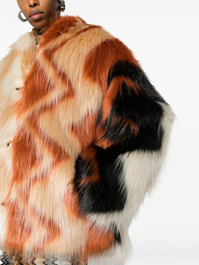 Multicolour Zigzag Faux-fur Jacket