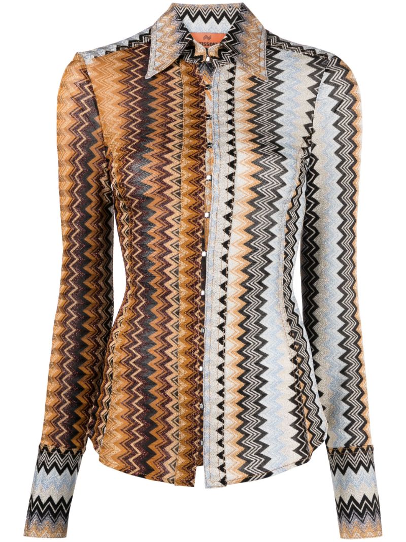 Multicolour Zigzag-pattern Lurex Shirt