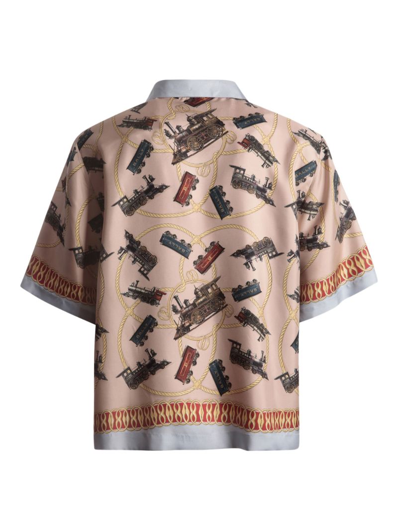 Neutral Train-print Silk Shirt