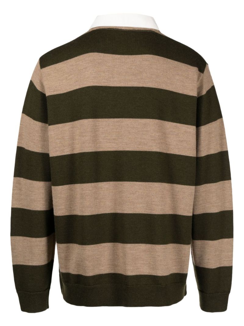 Green Striped Merino Wool Sweater