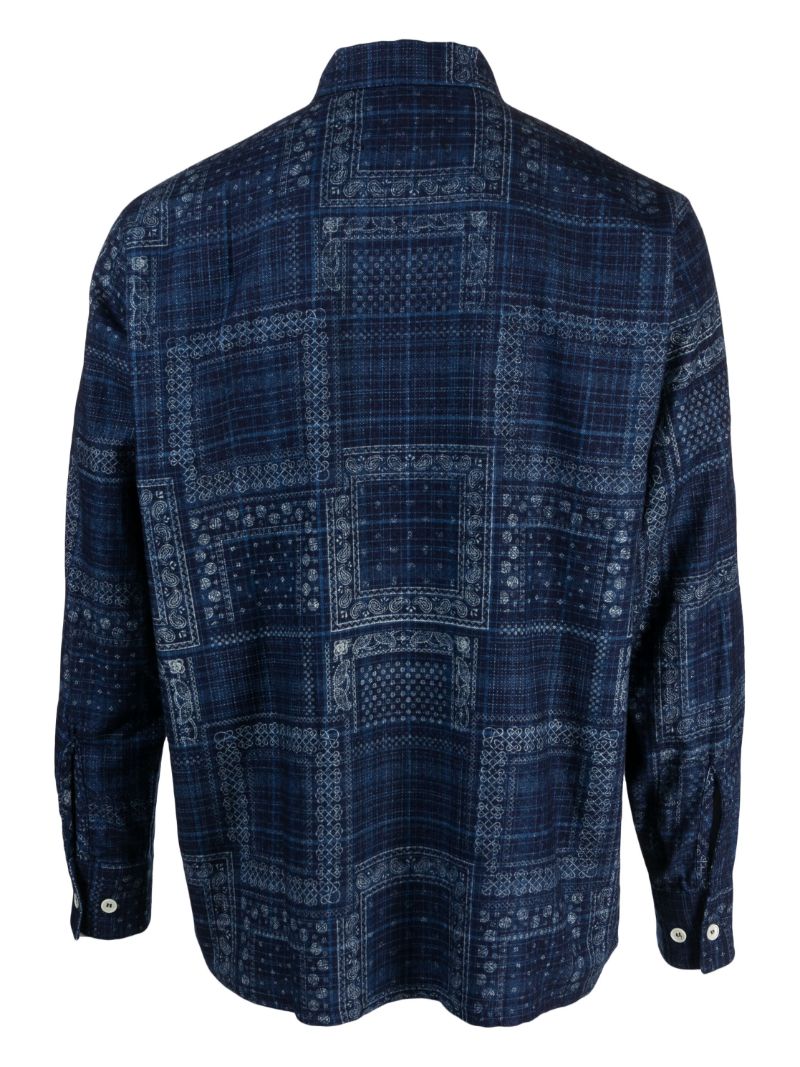 Blue Graphic-pattern Cotton Shirt