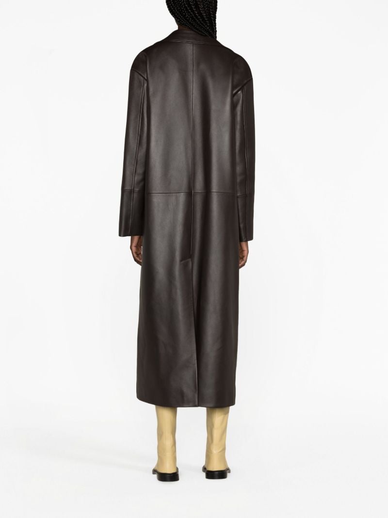 Brown Single-breasted Leather Coat