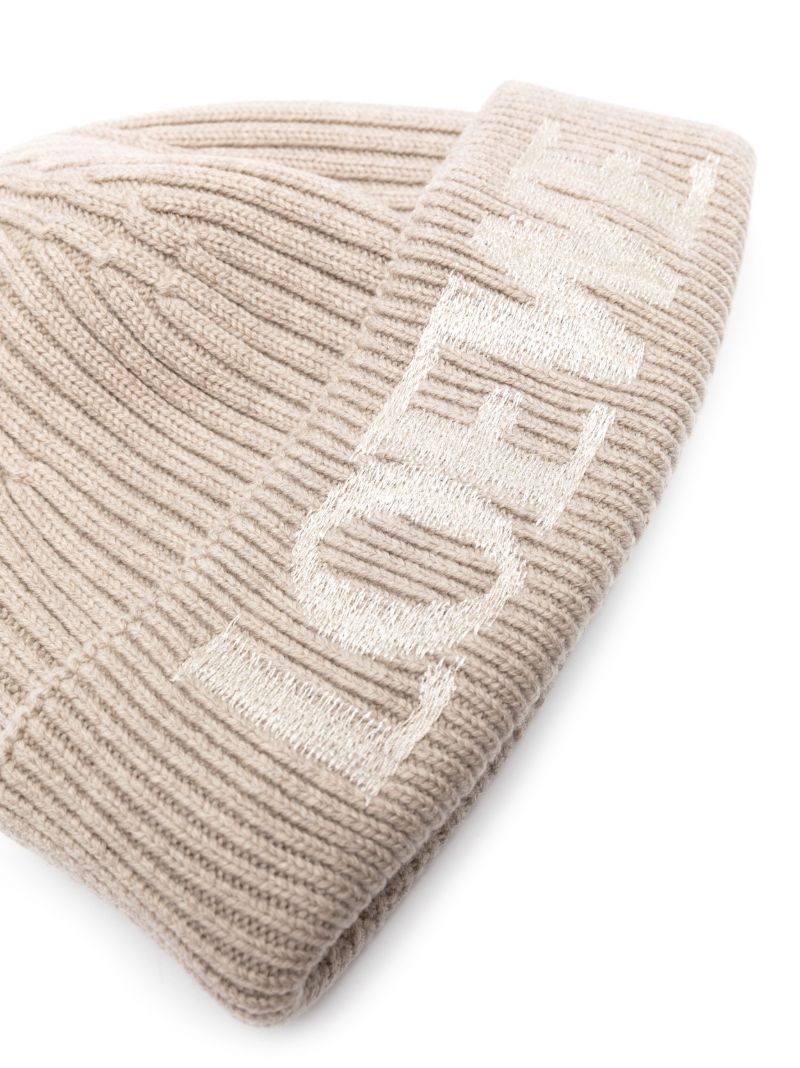 Neutral Logo Ribbed-knit Beanie Hat