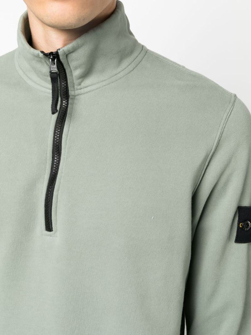 Green Half-zip Cotton Sweatshirt