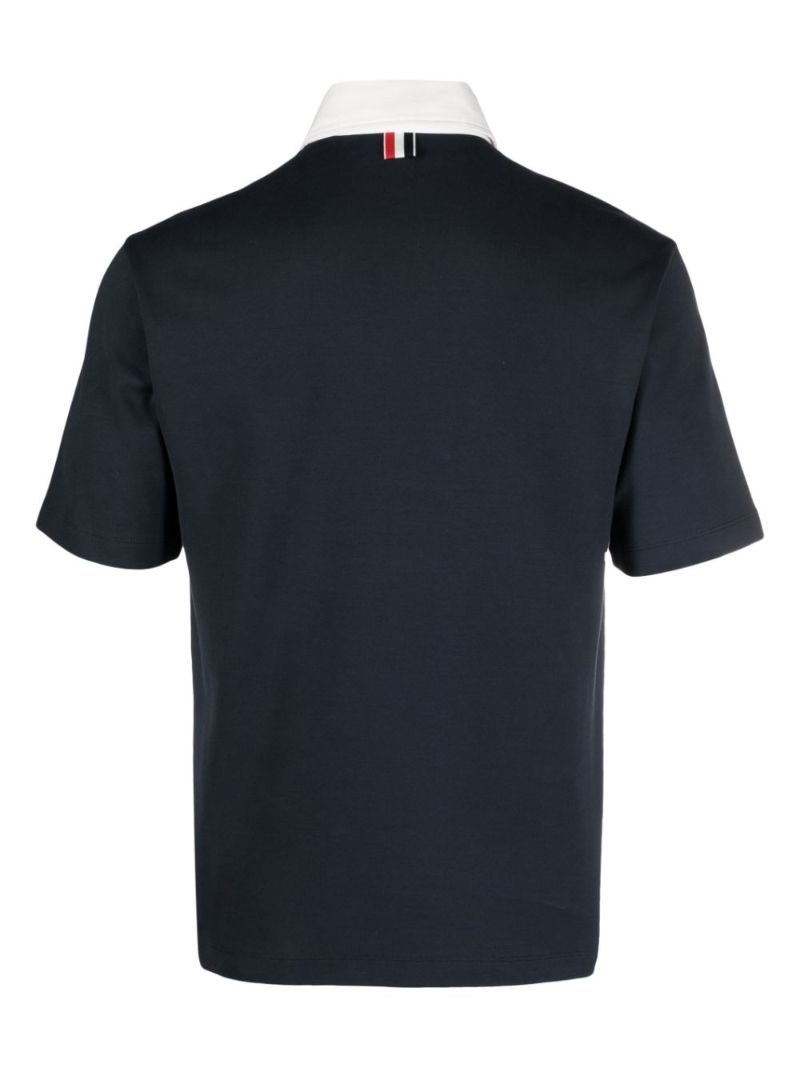 Blue Logo Patch Cotton Polo Shirt