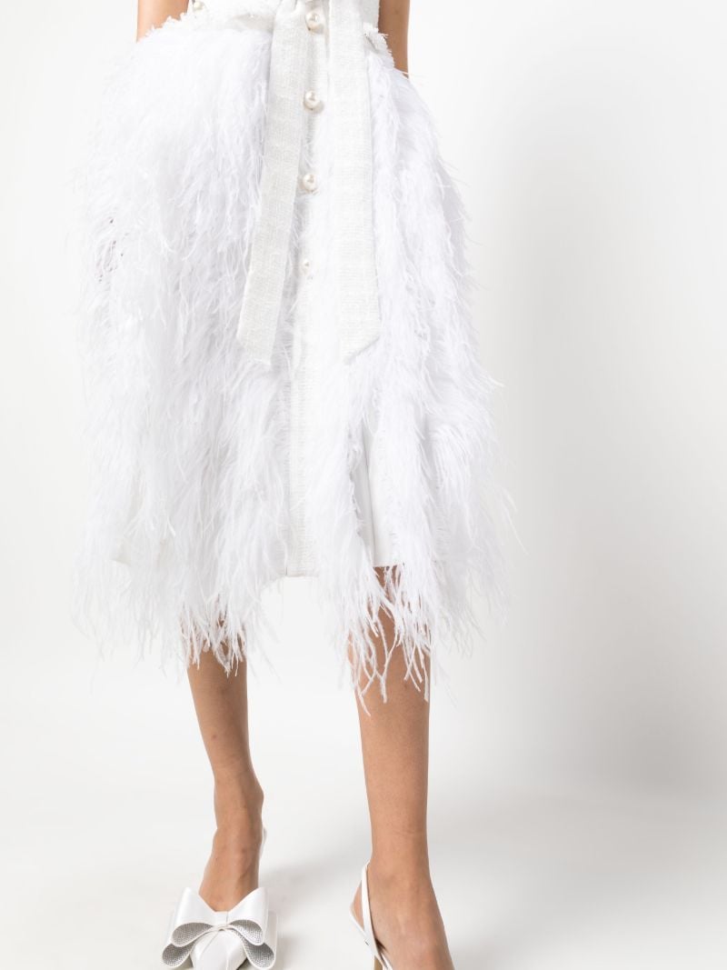 White Wyatt Feather-embellished Dress