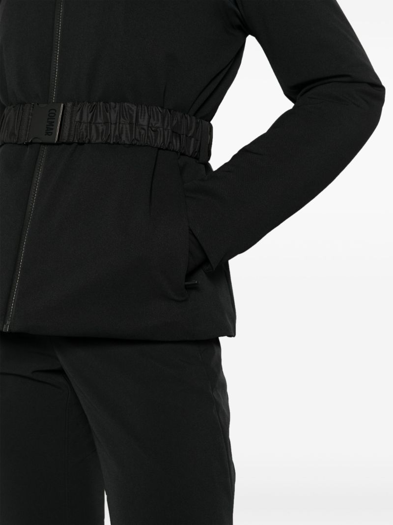 Black Belted Hooded Ski Jacket