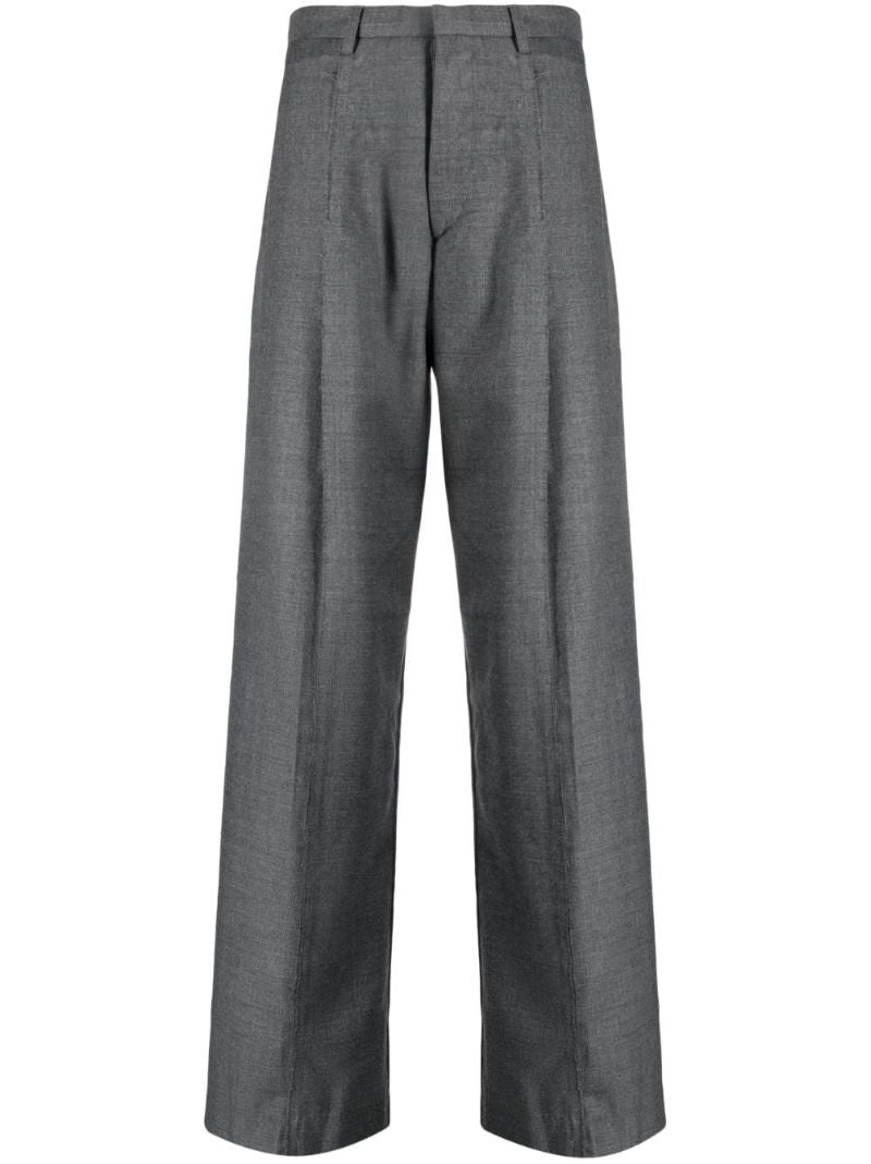 Grey Inverted Wide-leg Wool Trousers