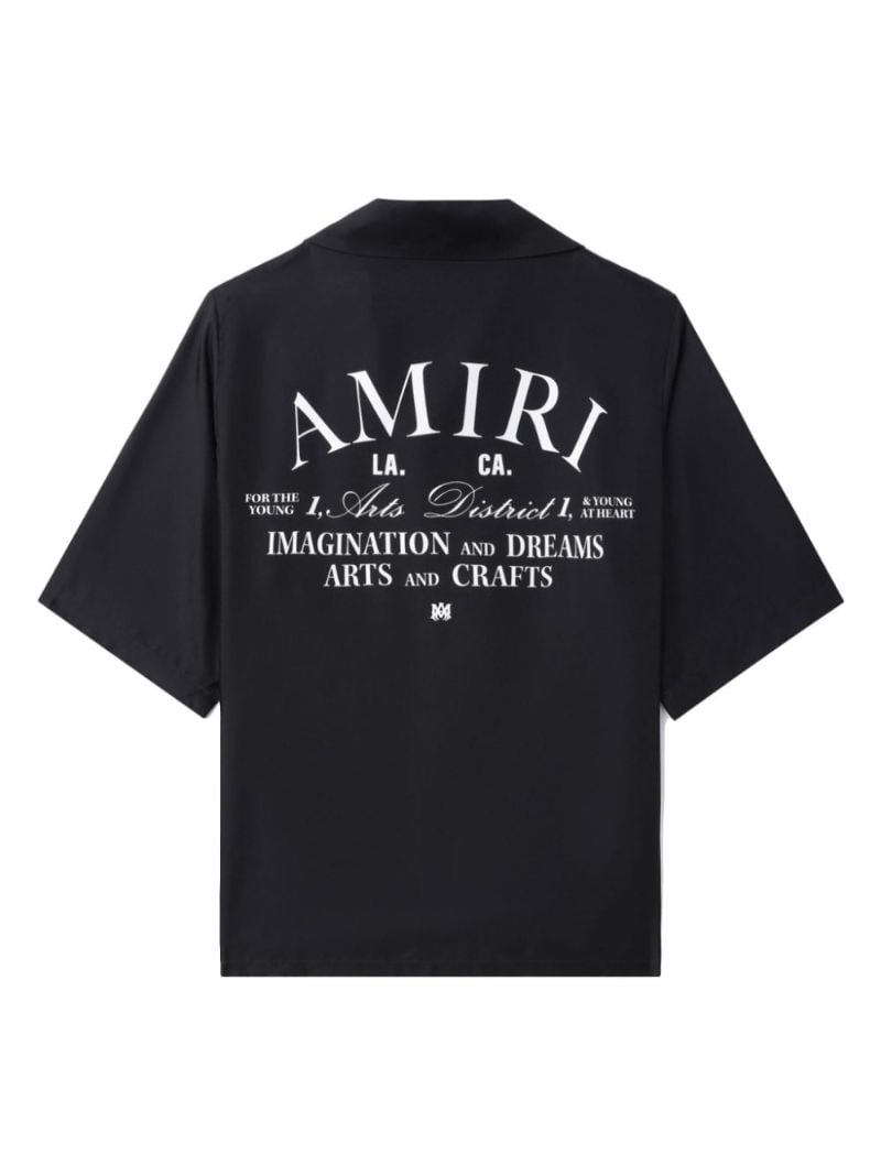 Black Logo-print Silk Bowling Shirt