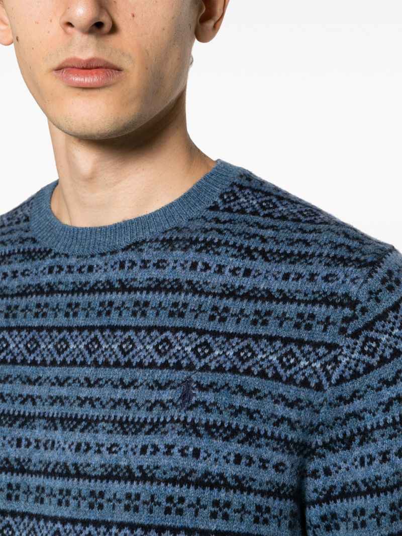 Blue Jacquard Wool Sweater