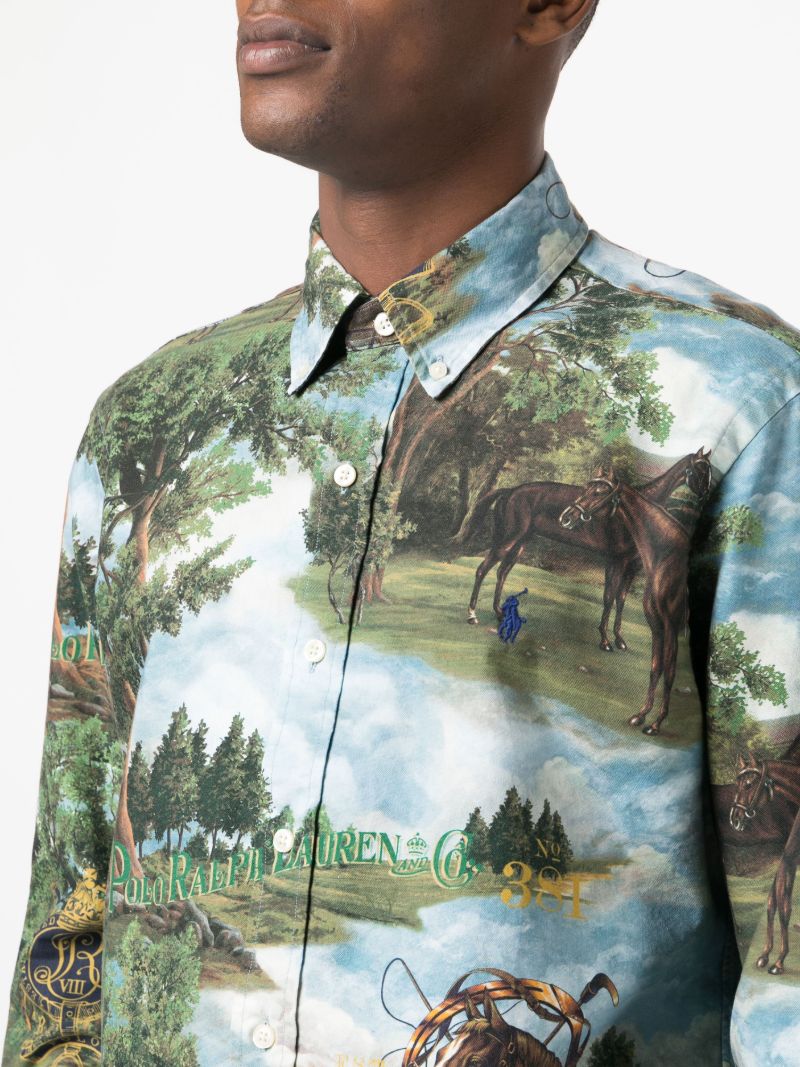 Green Printed Cotton Shirt