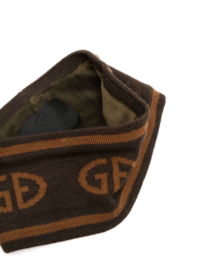 Brown Intarsia-knit Logo Headband