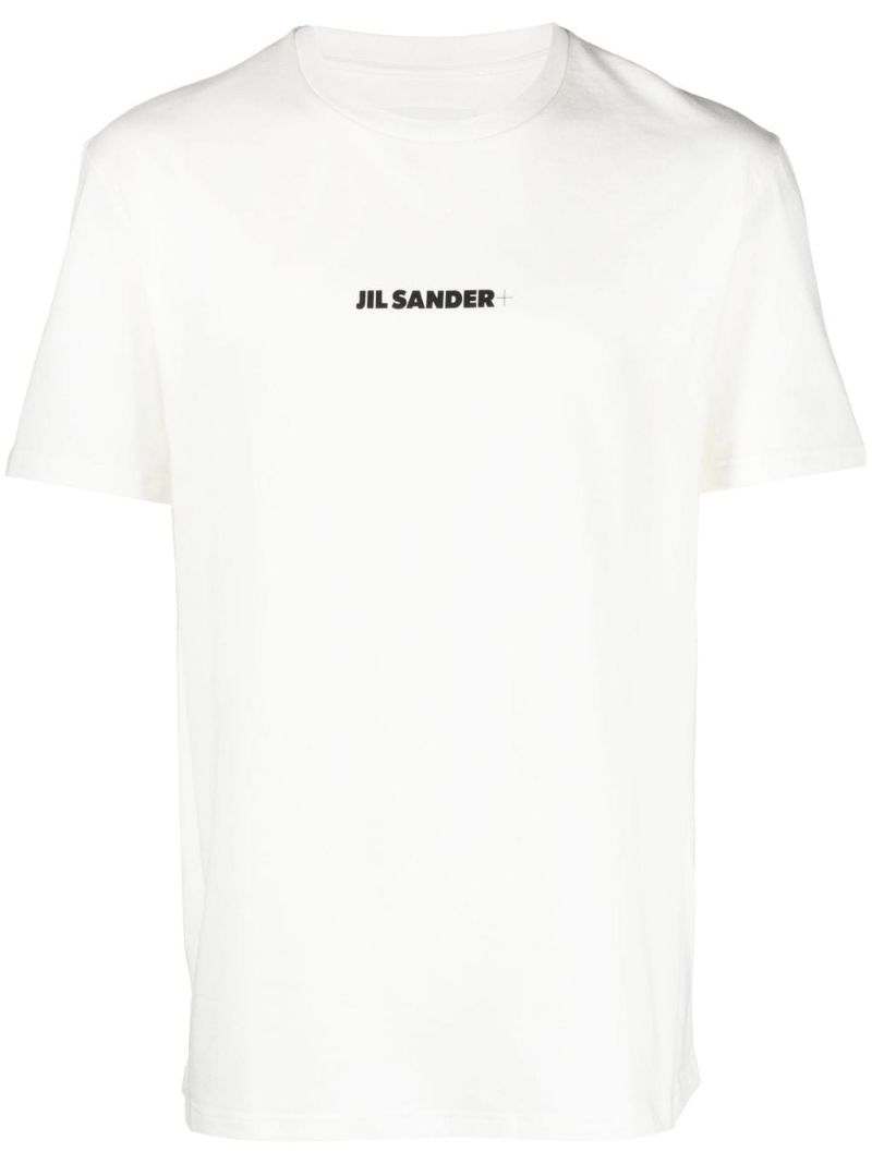 White Logo Print Cotton T-shirt
