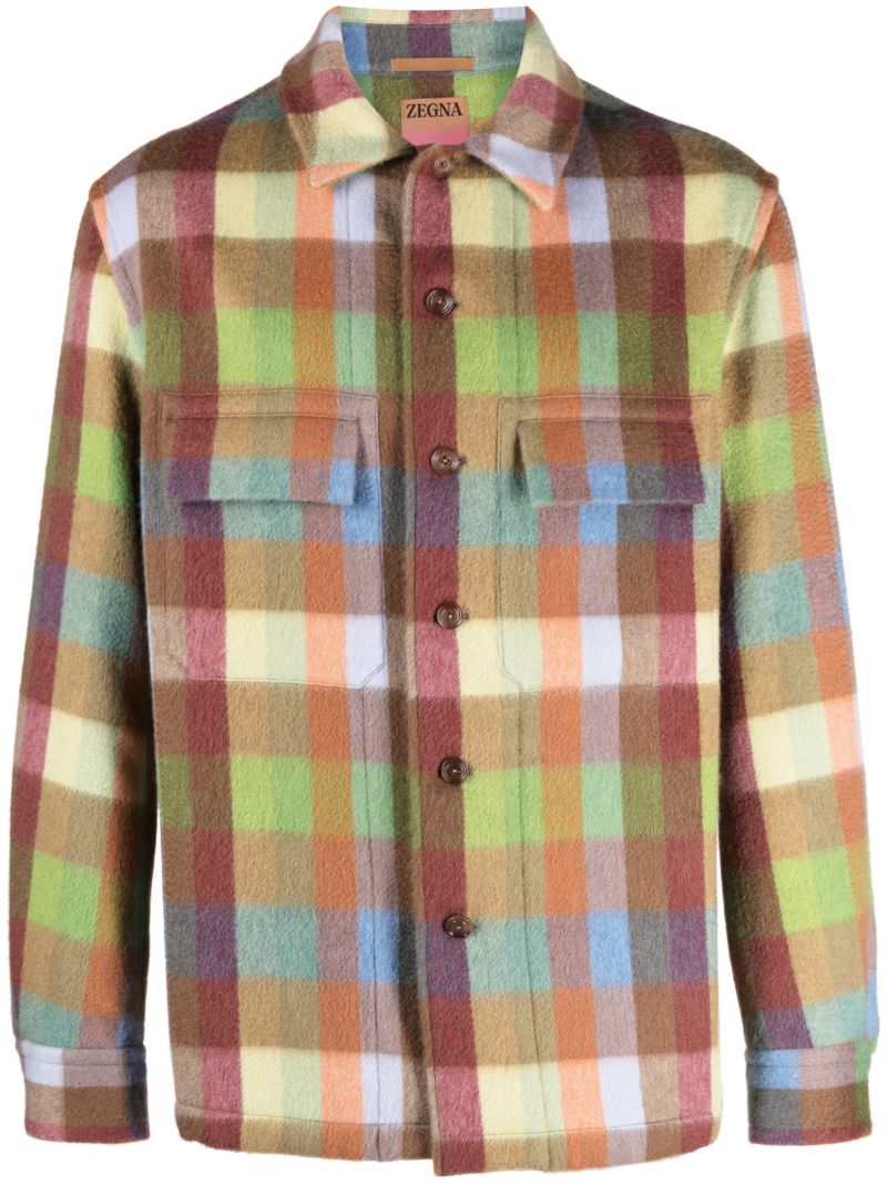 X the Elder Statesman Brown Plaid Overshirt