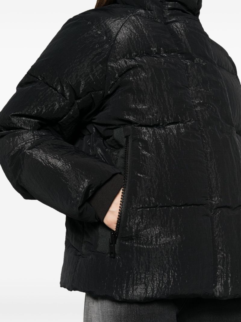 Black Junction Hooded Quilted Coat