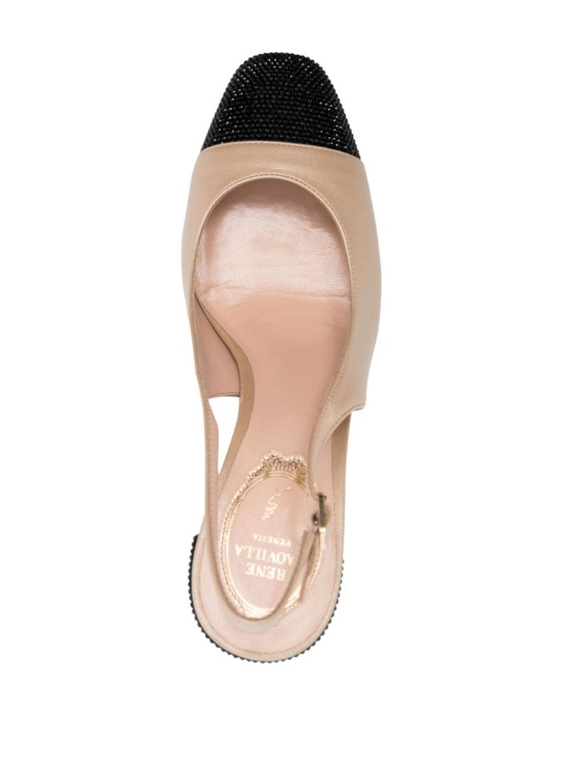 Neutral 80 Crystal Leather Slingback Pumps