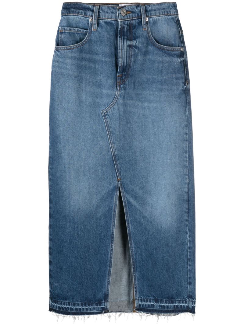 Blue Washed-denim Midi Skirt