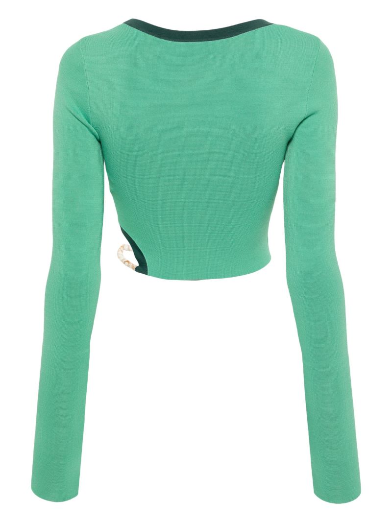 Green Salvador Beaded Crop Top