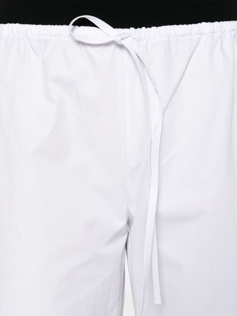 White Drawstring Wide-leg Trousers