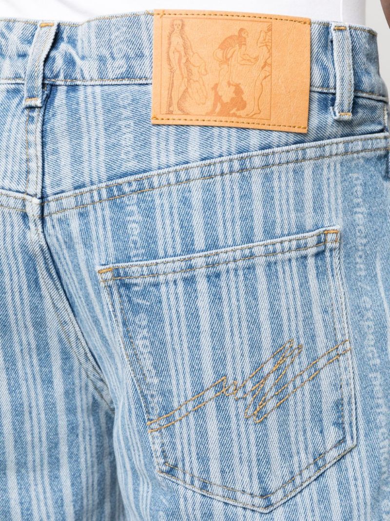 Blue Striped Straight-leg Jeans