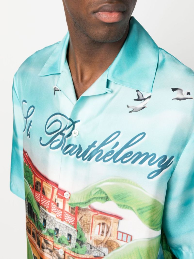 Blue Eden Rock Silk Bowling Shirt