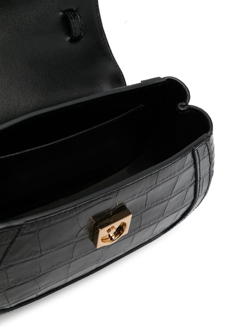 Black Greca Goddess Leather Tote Bag