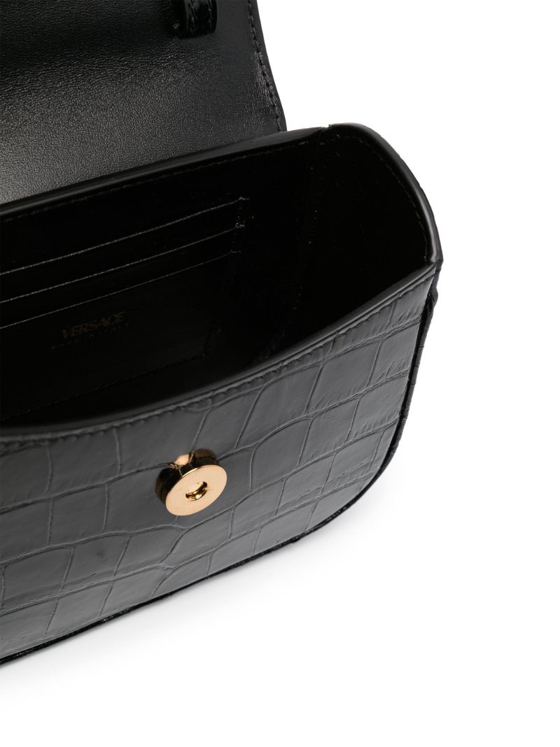 Black La Medusa Leather Tote Bag