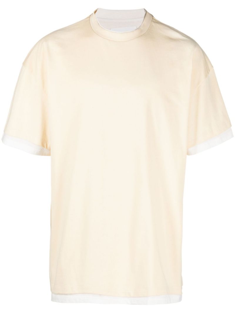Neutral Layered Cotton T-shirt