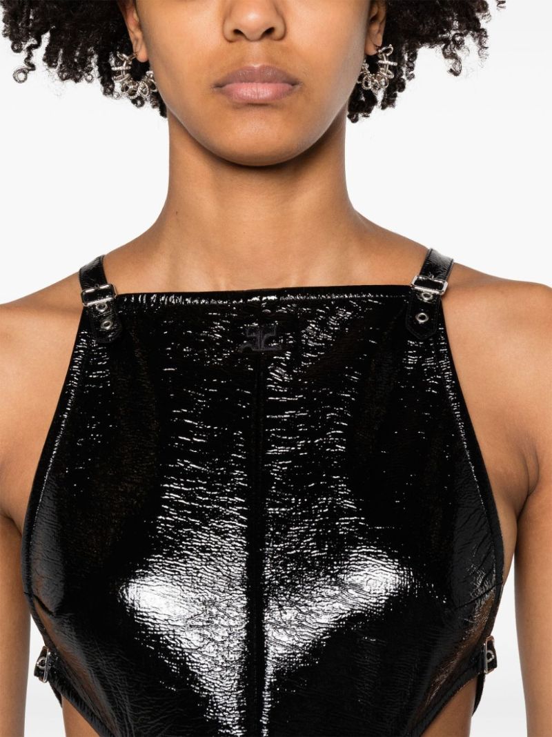 Black Cut-out Vinyl Mini Dress
