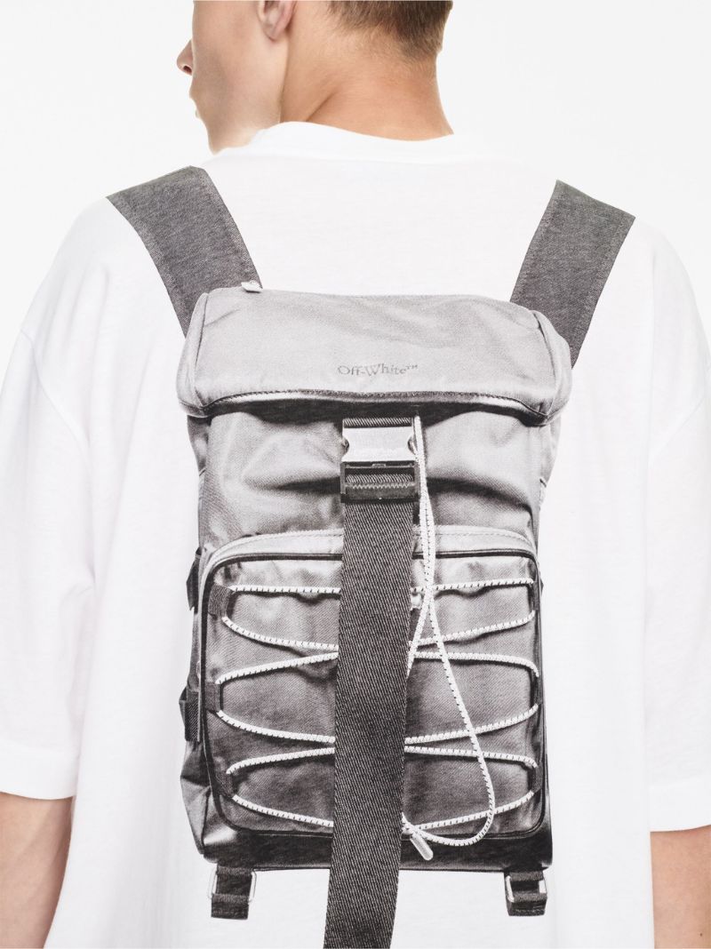 White Backpack Skate Cotton T-shirt