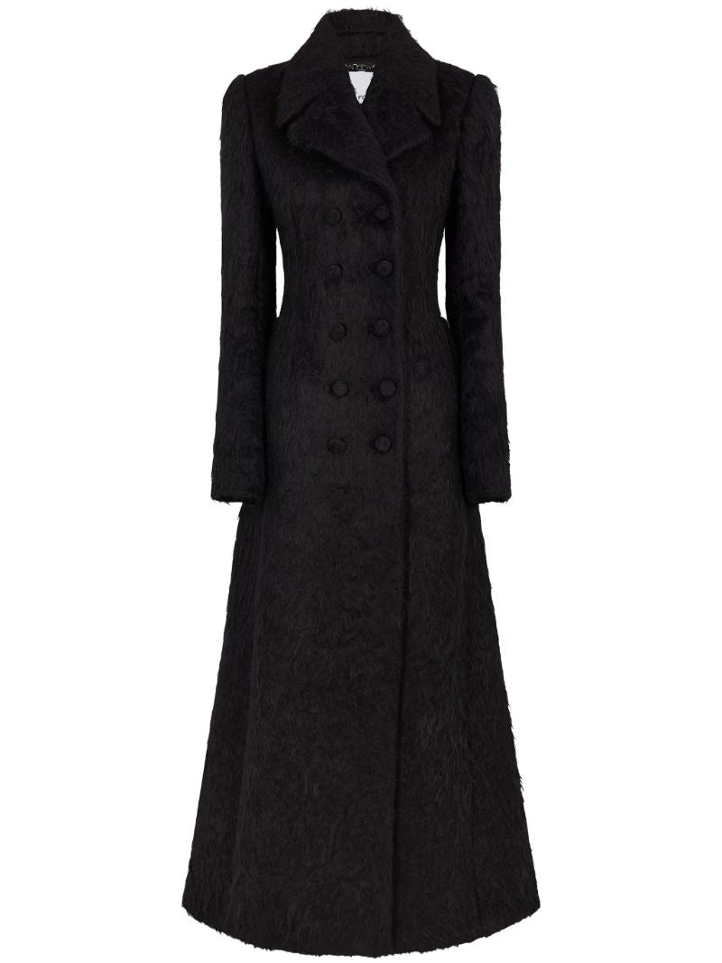 Black Double-breasted Alpaca Wool Coat