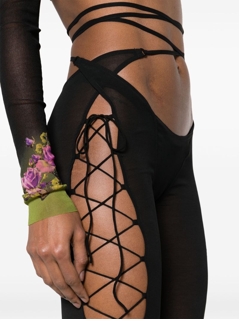 Black Glimmer Lace-up Sheer Shorts