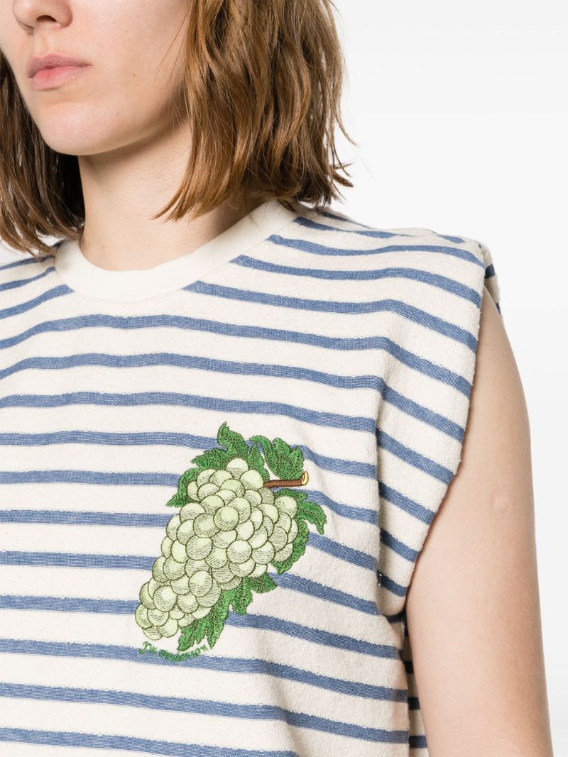 Neutral Grape-embroidered Cotton Vest