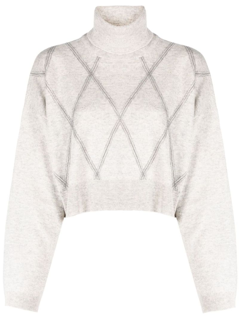 Grey Monili-embellished Sweater