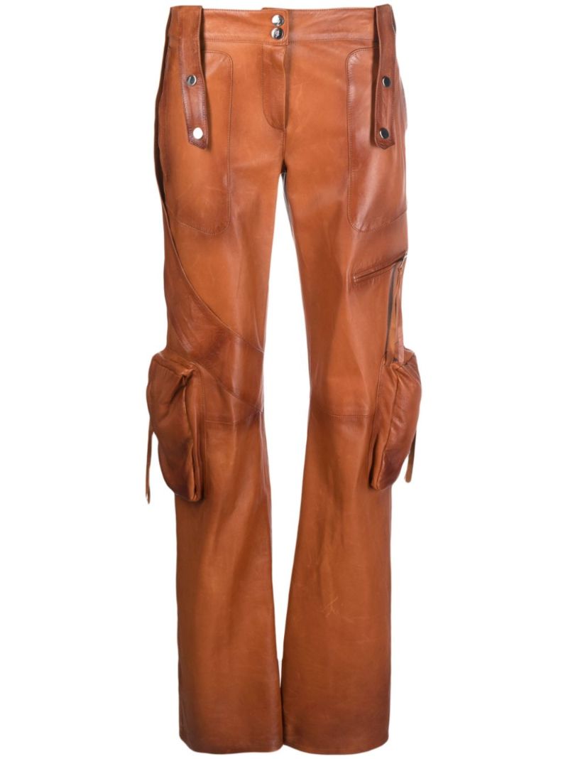 Brown Leather Cargo Trousers