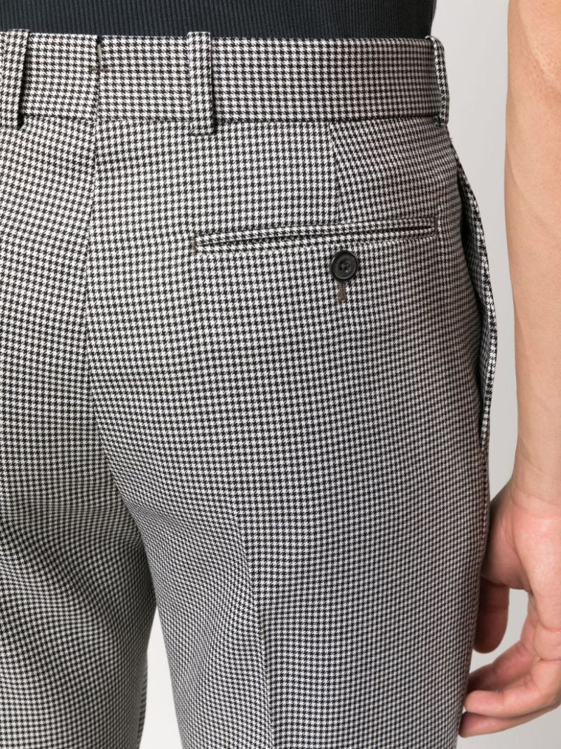 Black Houndstooth Wool Trousers